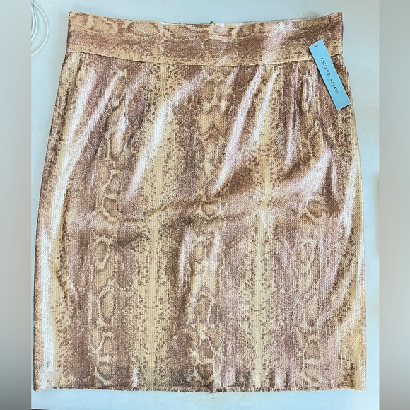 CLEARANCE Antonio Melani - Size 14 Gold/ Metallic Snake skin skirt NWT - Picture 6 of 8